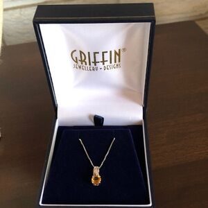 Griffin Jewelers diamond and natural citrine pendant